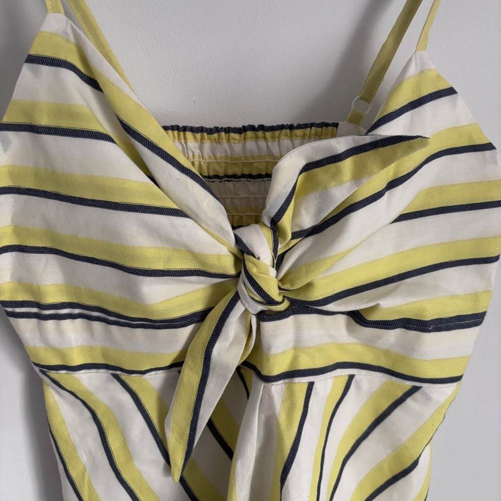 cupcakes and cashmere Women's Kerria Babydoll Top Size XS Yellow Stripe Coastal - Picture 3 of 10